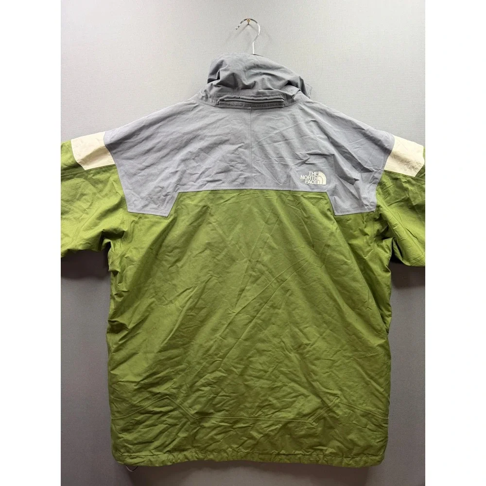The North Face HyVent Jacket Mens Green Grey Colorblock Waterproof Shell Large